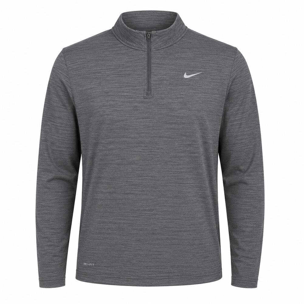 Nike Dri-FIT Long Sleeve Quarter Zip Pullover Shirt Men's 2XL Gray Athletic